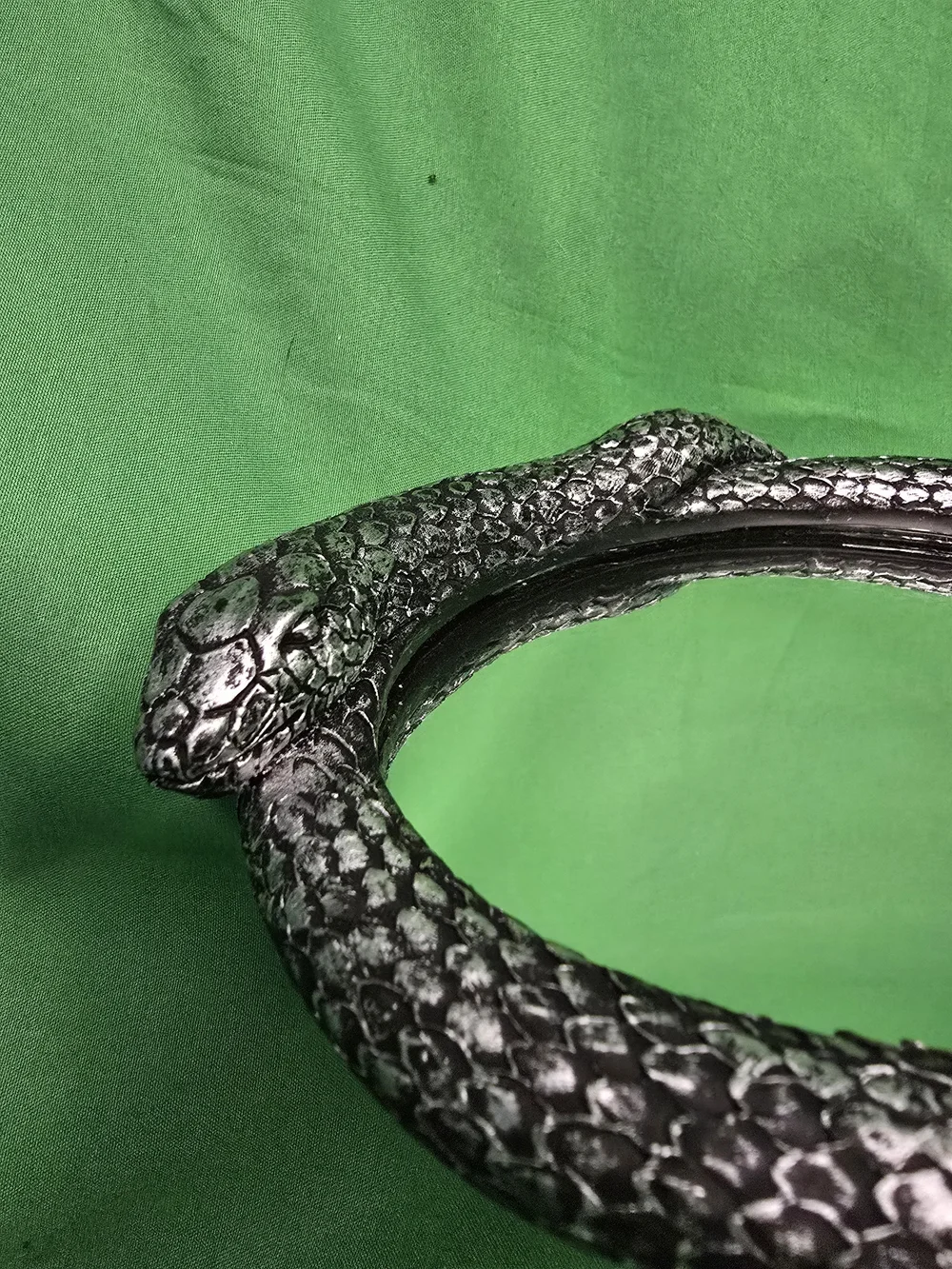 Gothic Snake Serpent Hand Mirror Silver Tone Resin Reptile Vanity Decor